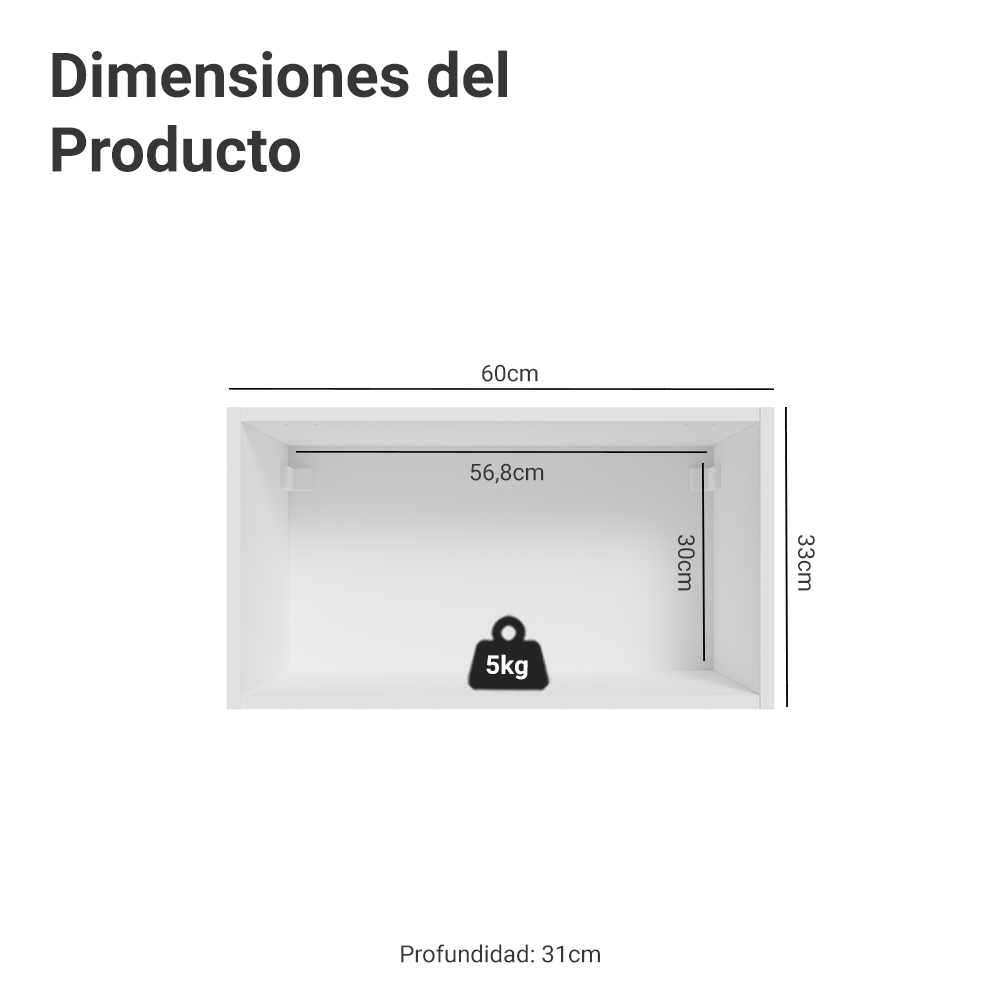 Mueble de Cocina Superior Vik 60 cm 1 Puerta Abatible Blanco/Gris