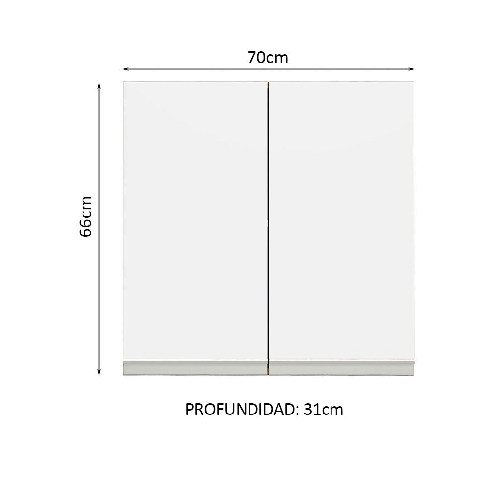 Mueble de Cocina Superior Glamy 70 cm 2 Puertas Marrón/Blanco