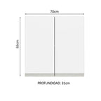 Mueble de Cocina Superior Glamy 70 cm 2 Puertas Marrón/Blanco
