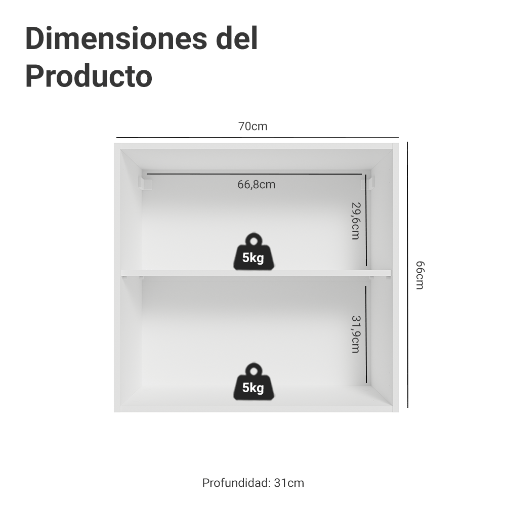 Mueble de Cocina Superior Vik 70 cm 2 Puertas Blanco/Verde