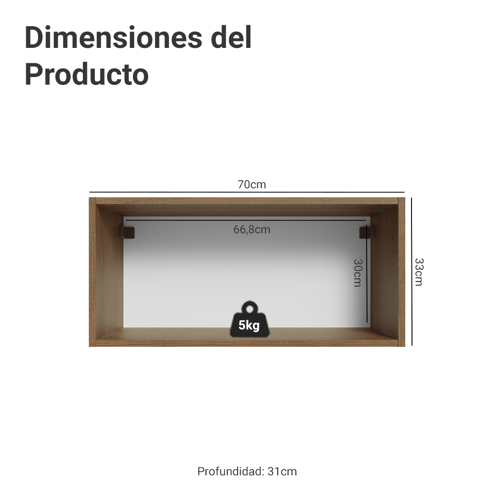 Mueble de Cocina Superior Vik 70 cm 1 Puerta Abatible Marrón/Verde