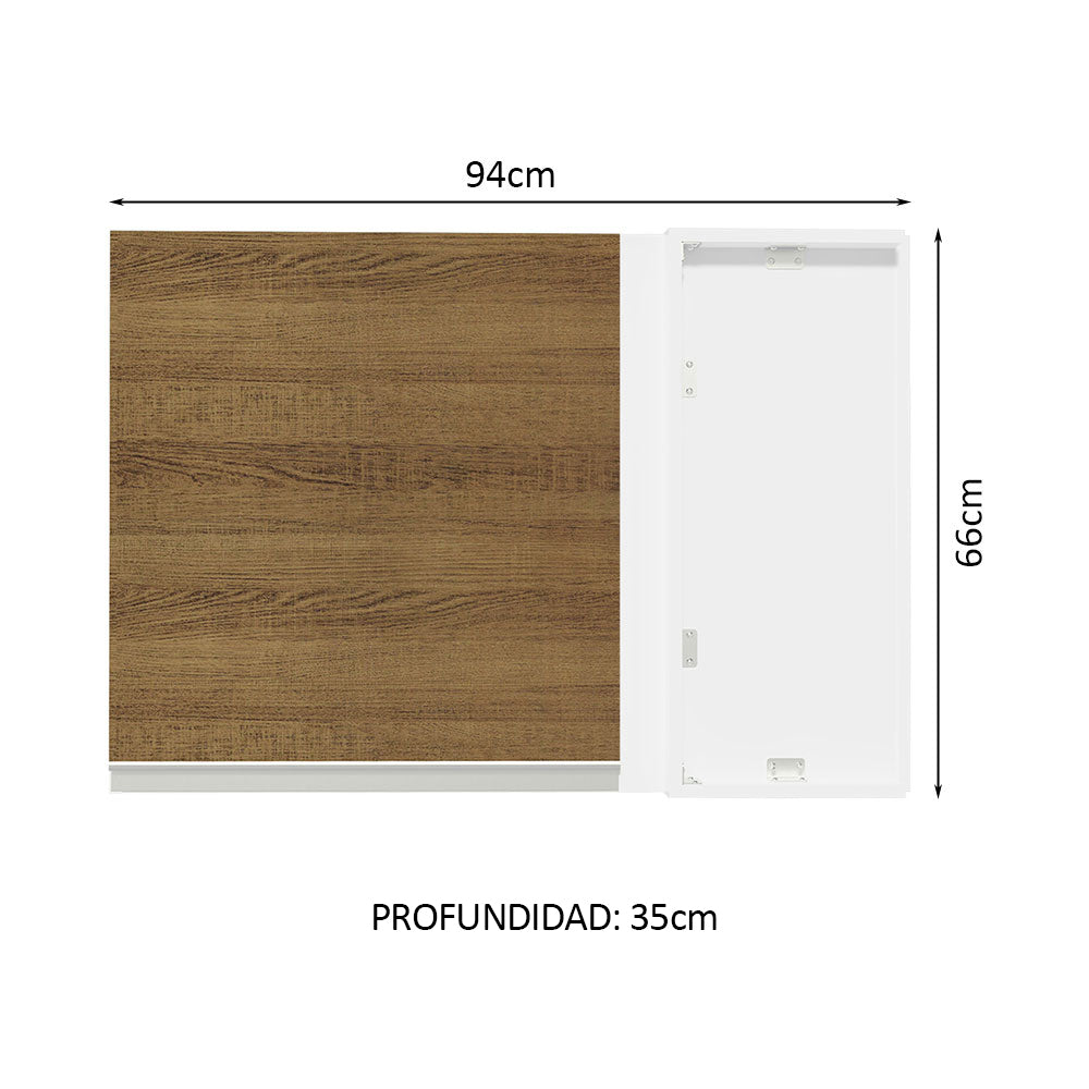 Mueble de Cocina Superior de Esquina Glamy 1 Puerta Blanco/Marrón