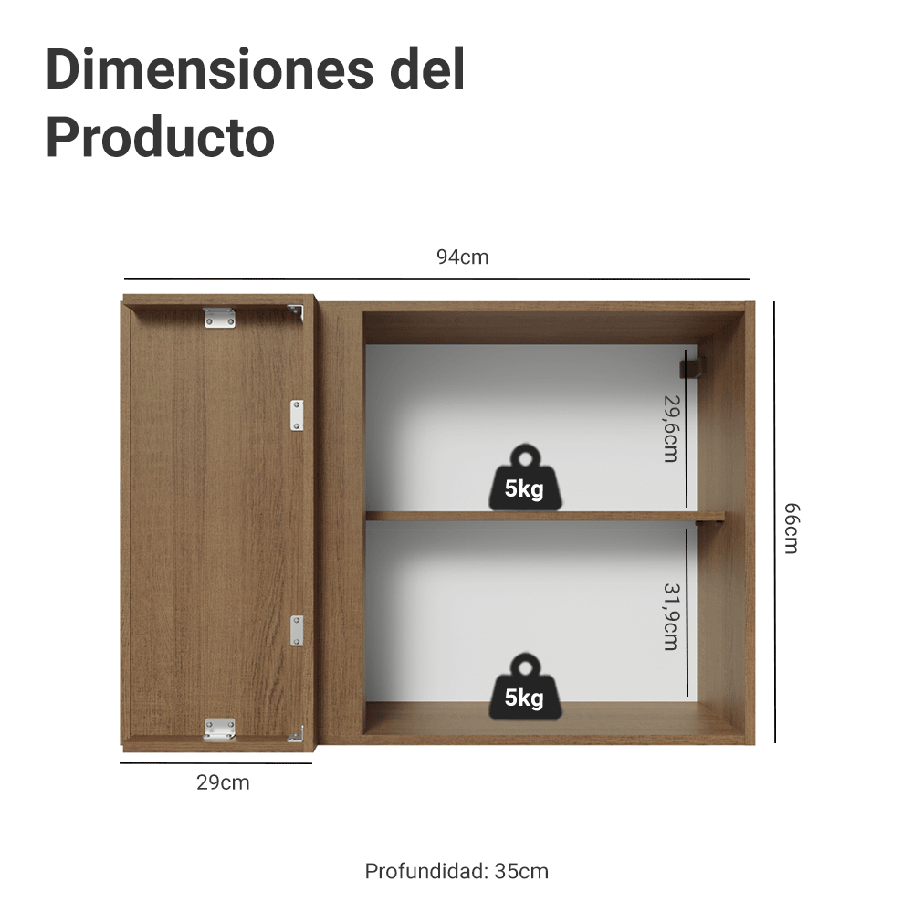 Mueble de Cocina Superior de Esquina Vik 1 Puerta Marrón/Verde