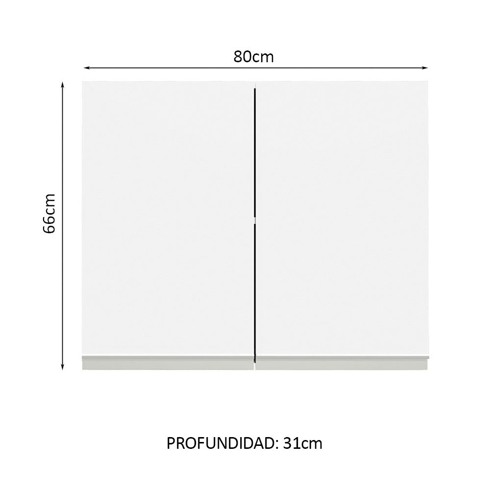 Mueble de Cocina Superior Glamy 80 cm 2 Puertas Blanco
