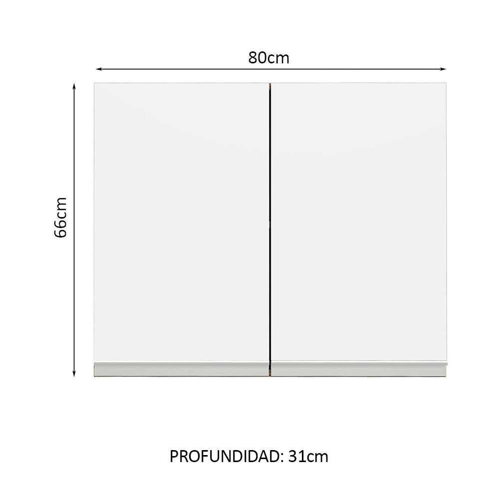 Mueble de Cocina Superior Glamy 80 cm 2 Puertas Marrón/Blanco