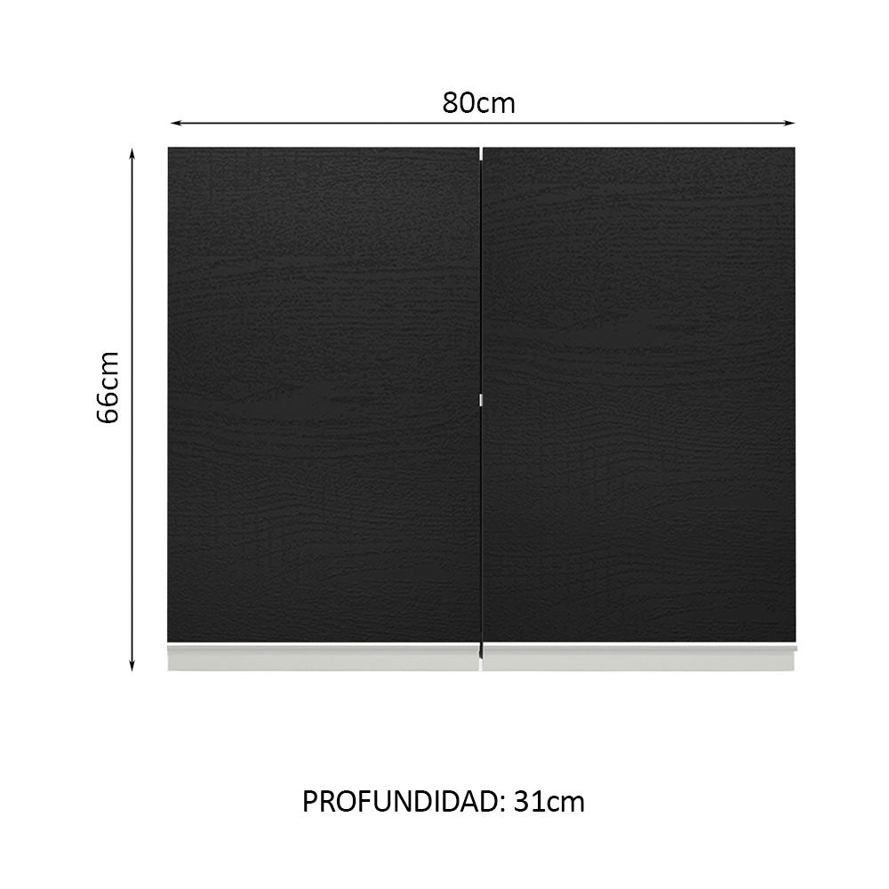 Mueble de Cocina Superior Glamy 80 cm 2 Puertas Blanco/Negro