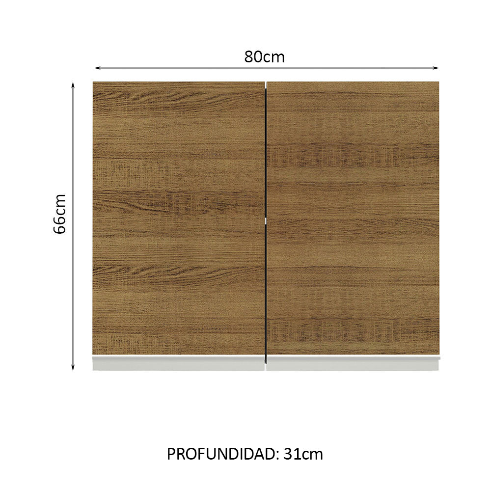 Mueble de Cocina Superior Glamy 80 cm 2 Puertas Blanco/Marrón