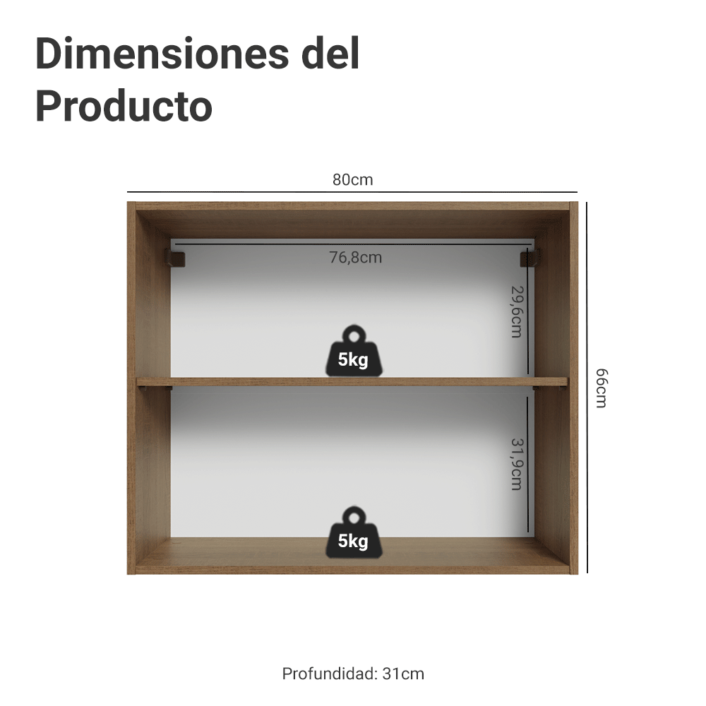 Mueble de Cocina Superior Vik 80 cm 2 Puertas Marrón/Verde