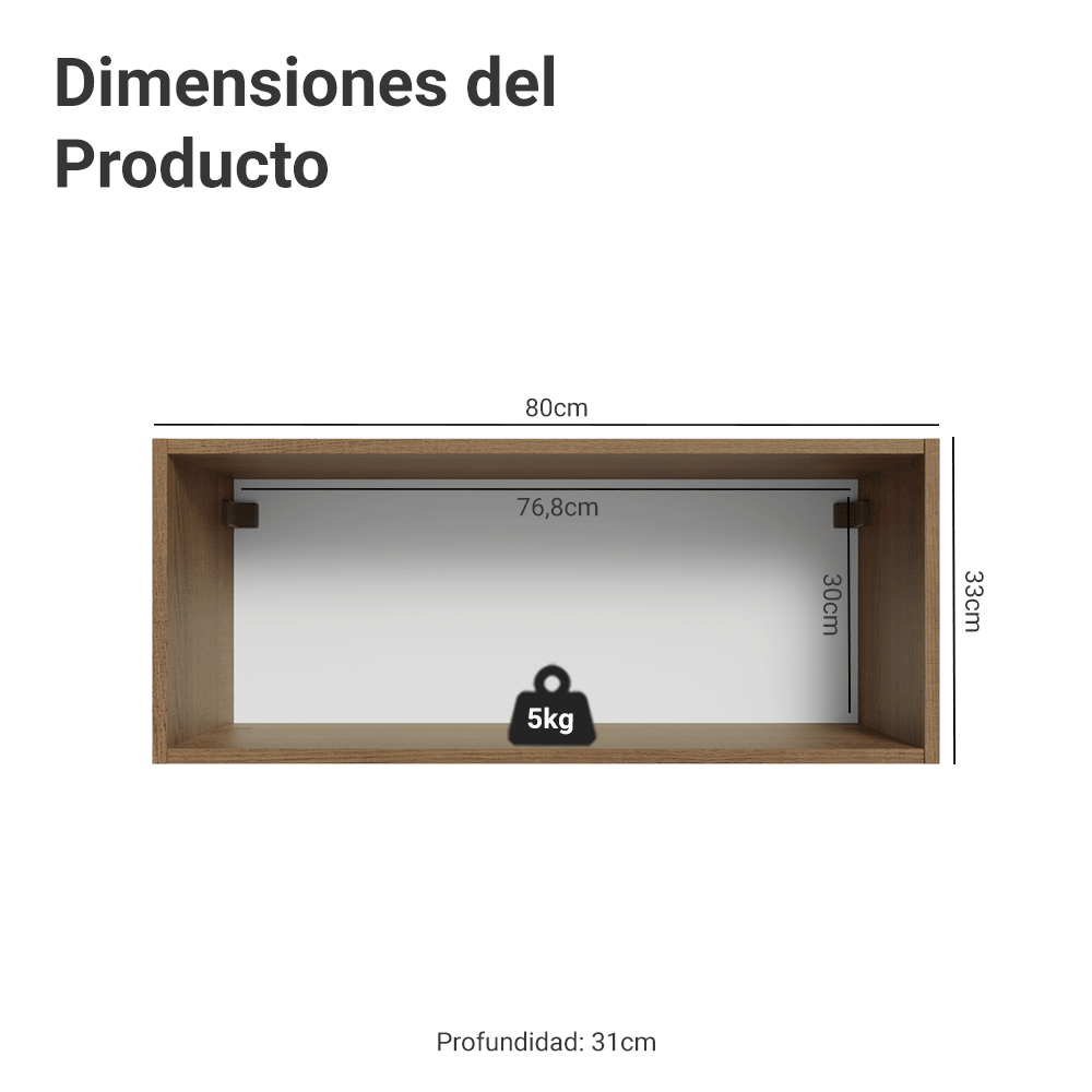 Mueble de Cocina Superior Vik 80 cm 1 Puerta Abatible Marrón/Verde