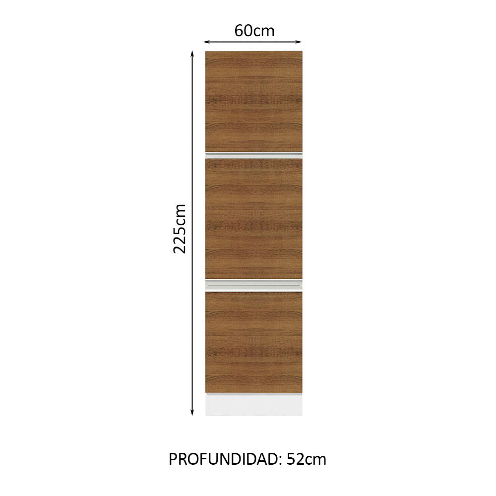 Mueble de Cocina Armario Vertical Glamy 3 Puertas Blanco/Marrón