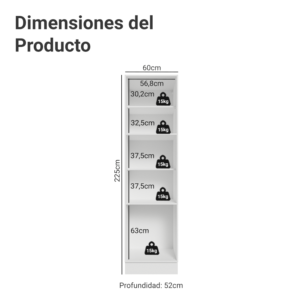 Mueble de Cocina Armario Vertical Vik 60 cm con 3 Puertas BlancoVerde