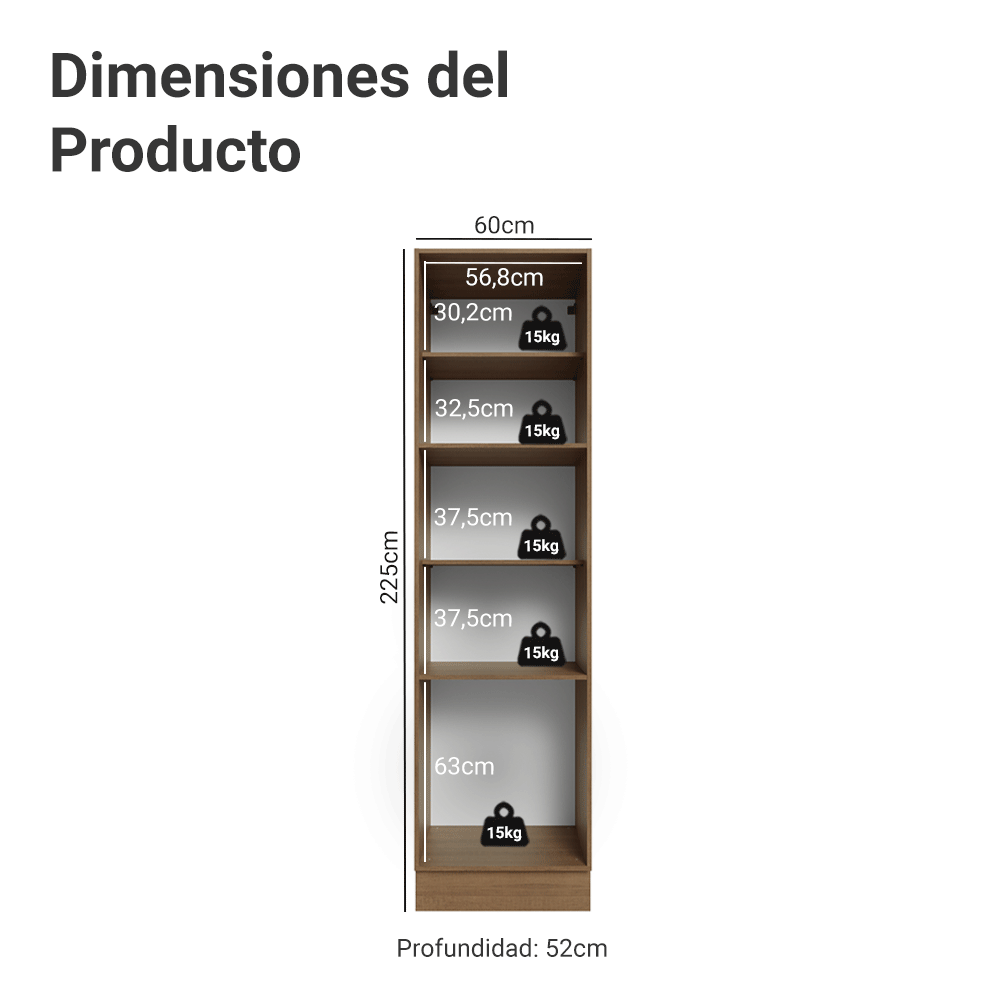 Mueble de Cocina Armario Vertical Vik 60 cm con 3 Puertas Marrón/Verde