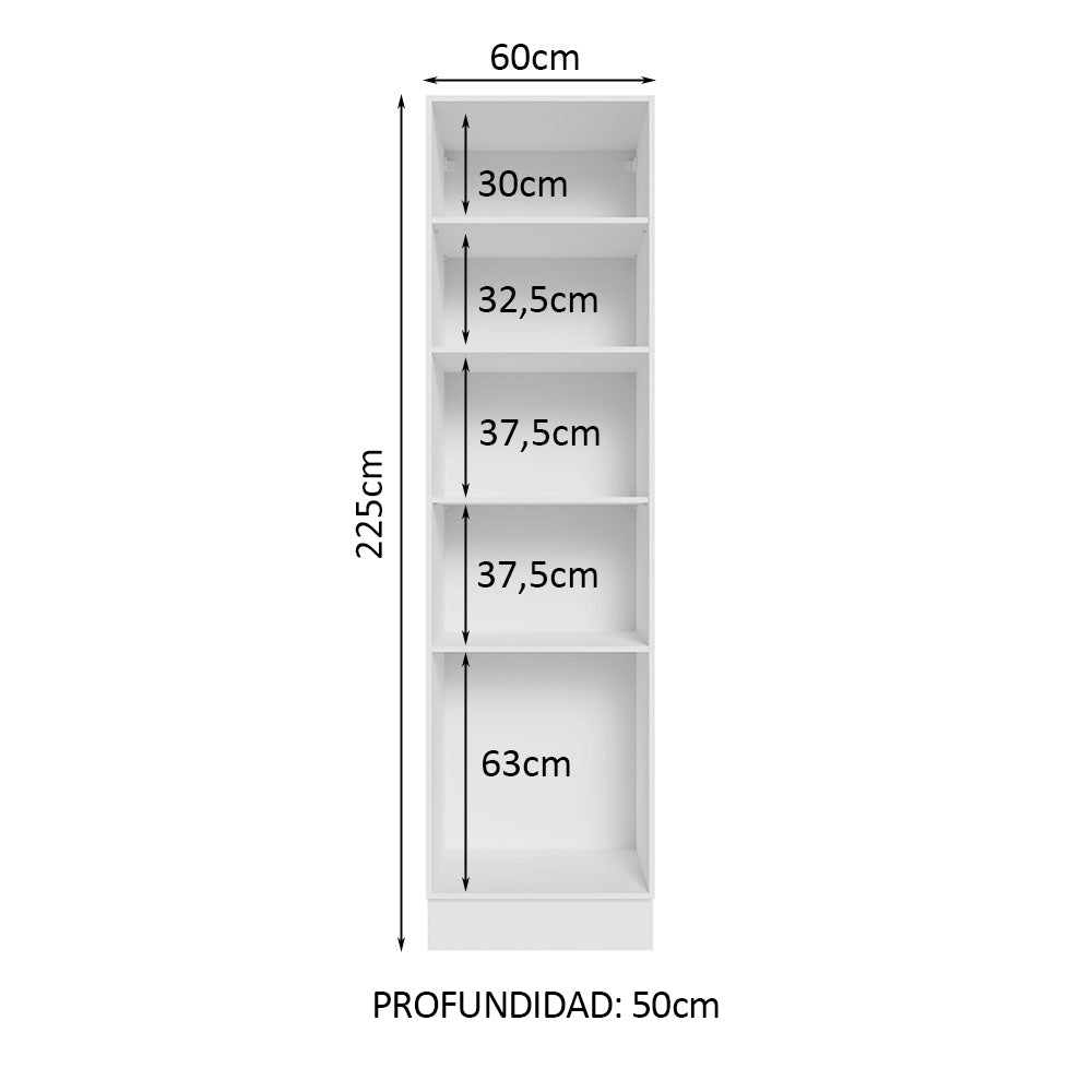 Mueble de Cocina Armario Vertical Abierto 60 cm con 5 Nichos Blanco Madesa