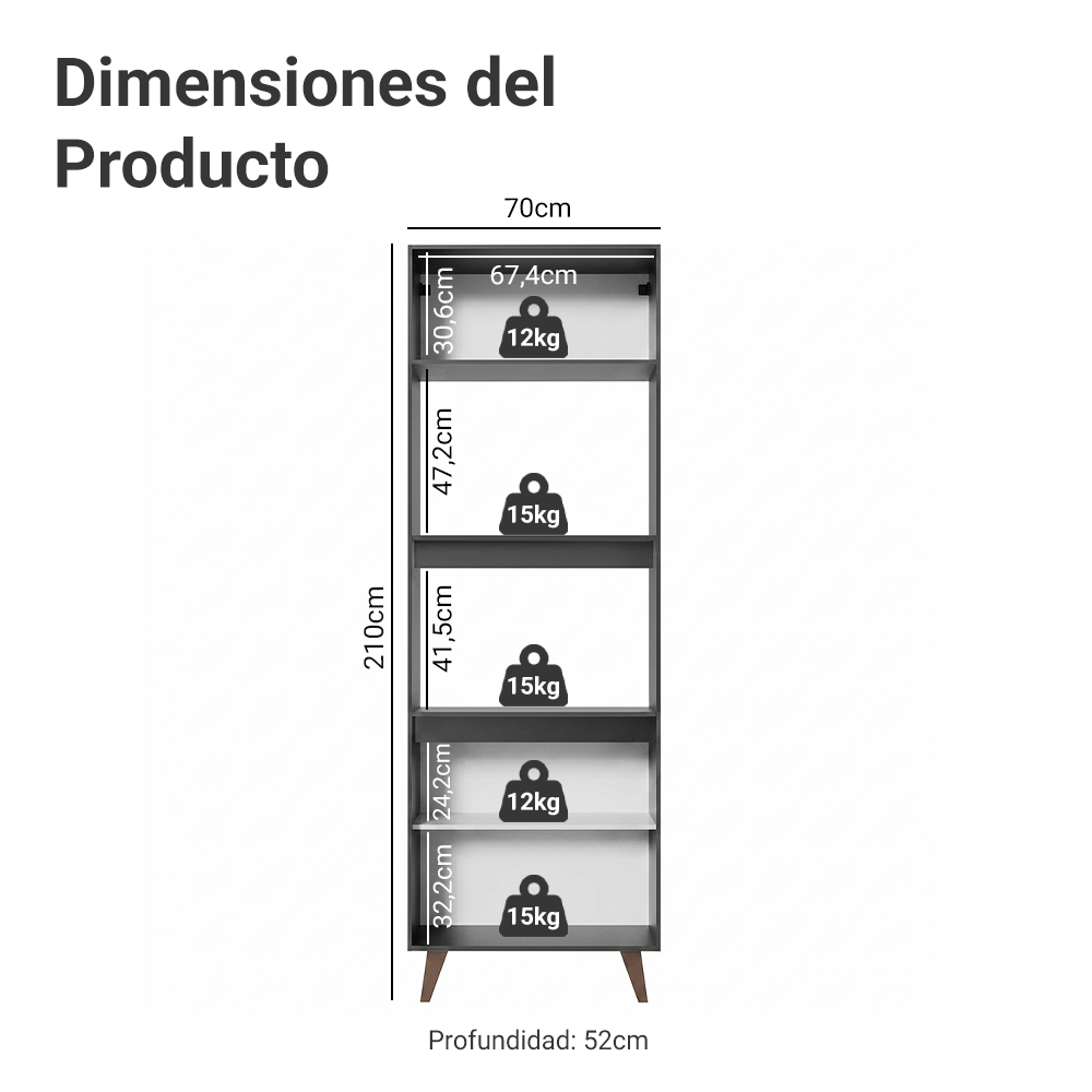 Mueble de Cocina para Hornos Reims 70 cm Negro