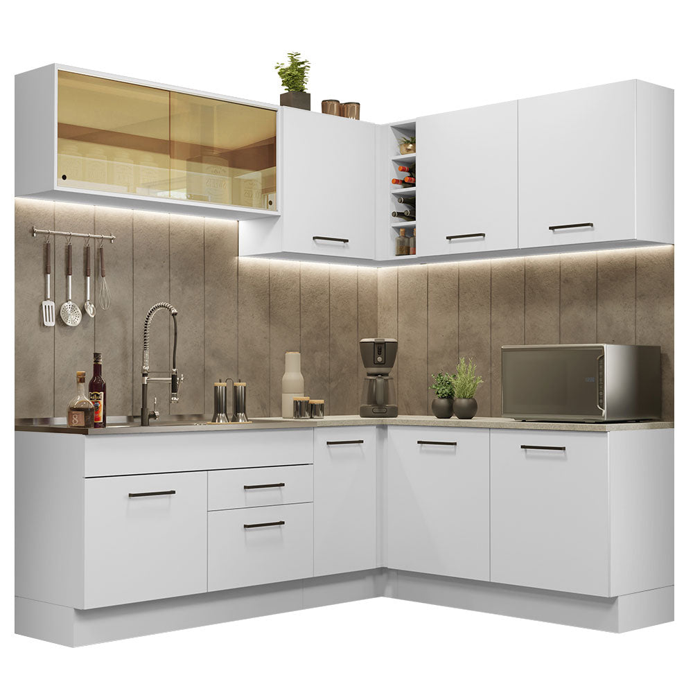 Cocina Integral de Esquina Agata 3.90 m Blanco 01