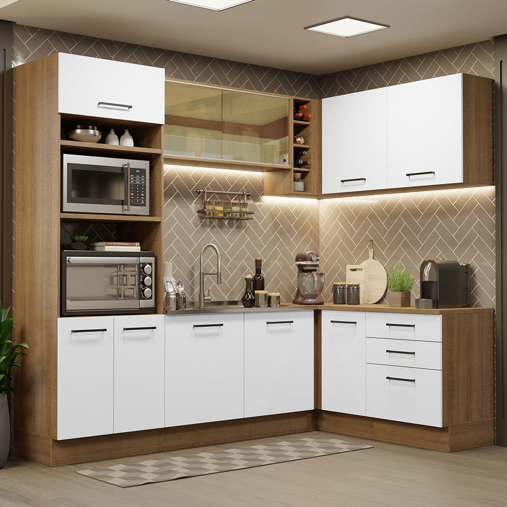 Cocina Integral de Esquina Agata 4.00 m Marrón/Blanco 01