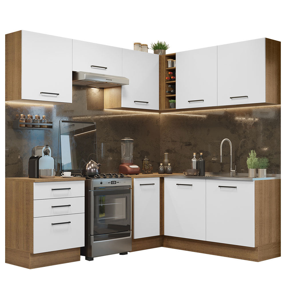 Cocina Integral de Esquina Agata 4.00 m Marrón/Blanco 02