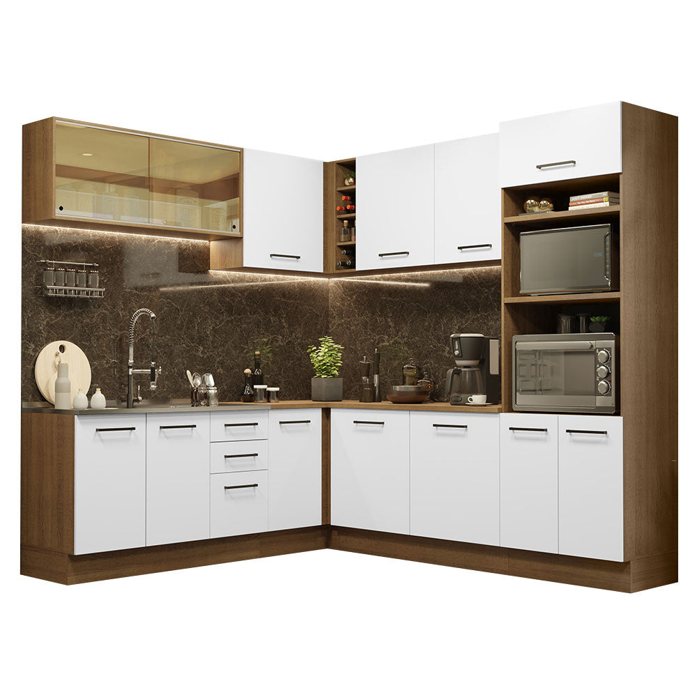 Cocina Integral de Esquina Agata 4.60 m Marrón/Blanco 01