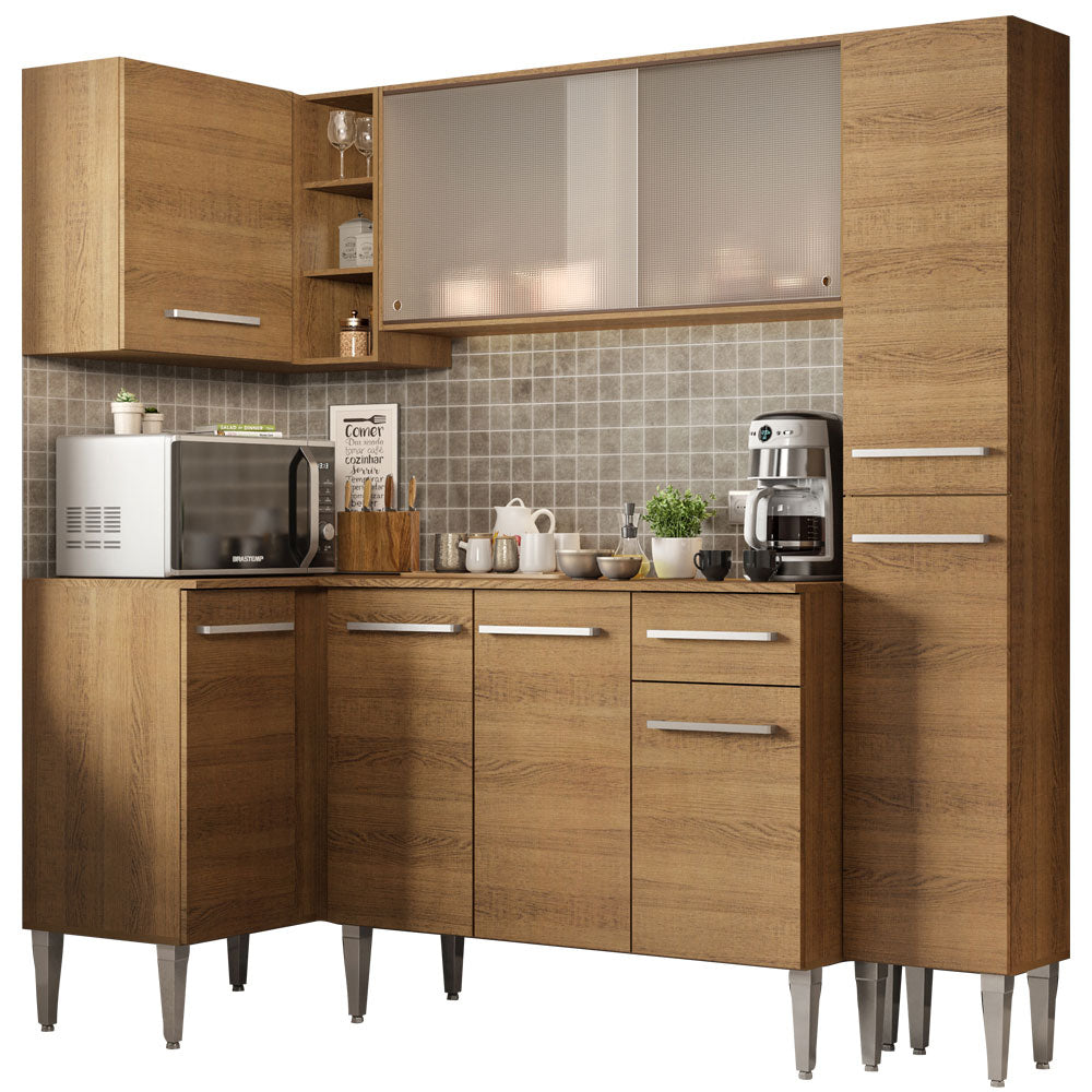 Cocina Integral de Esquina Emilly Face 2.60 m Marrón