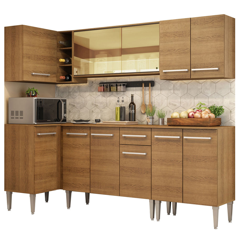 Cocina Integral de Esquina Emilly Play 2.90 m Marrón