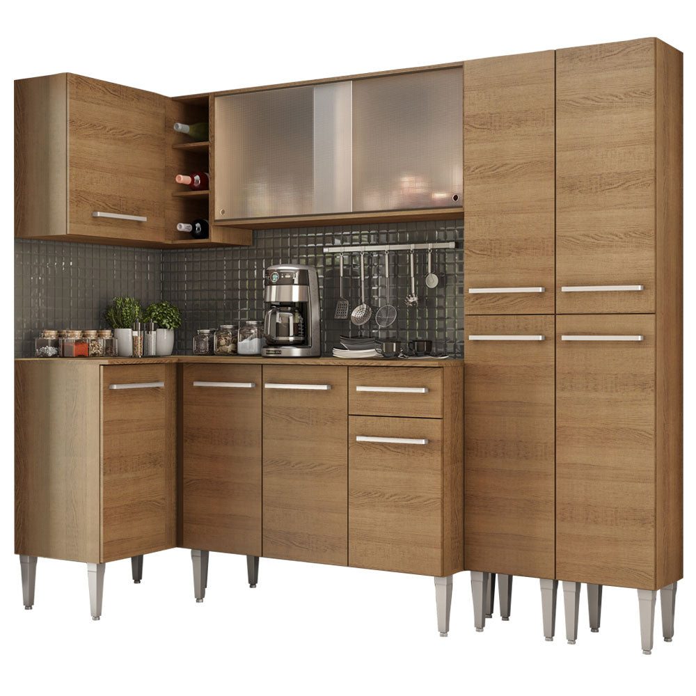 Cocina Integral de Esquina Emilly Self 2.90 m Marrón