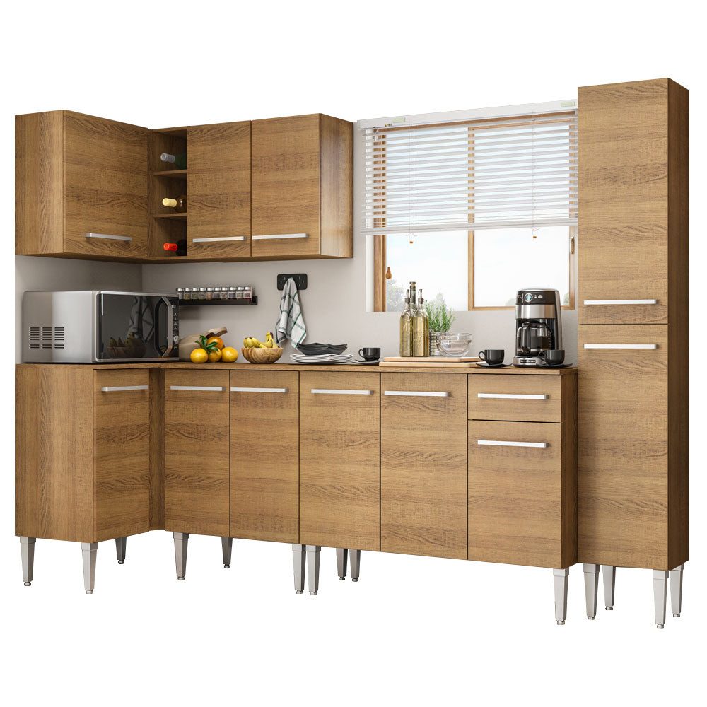 Cocina Integral de Esquina Emilly Water 3.25 m Marrón