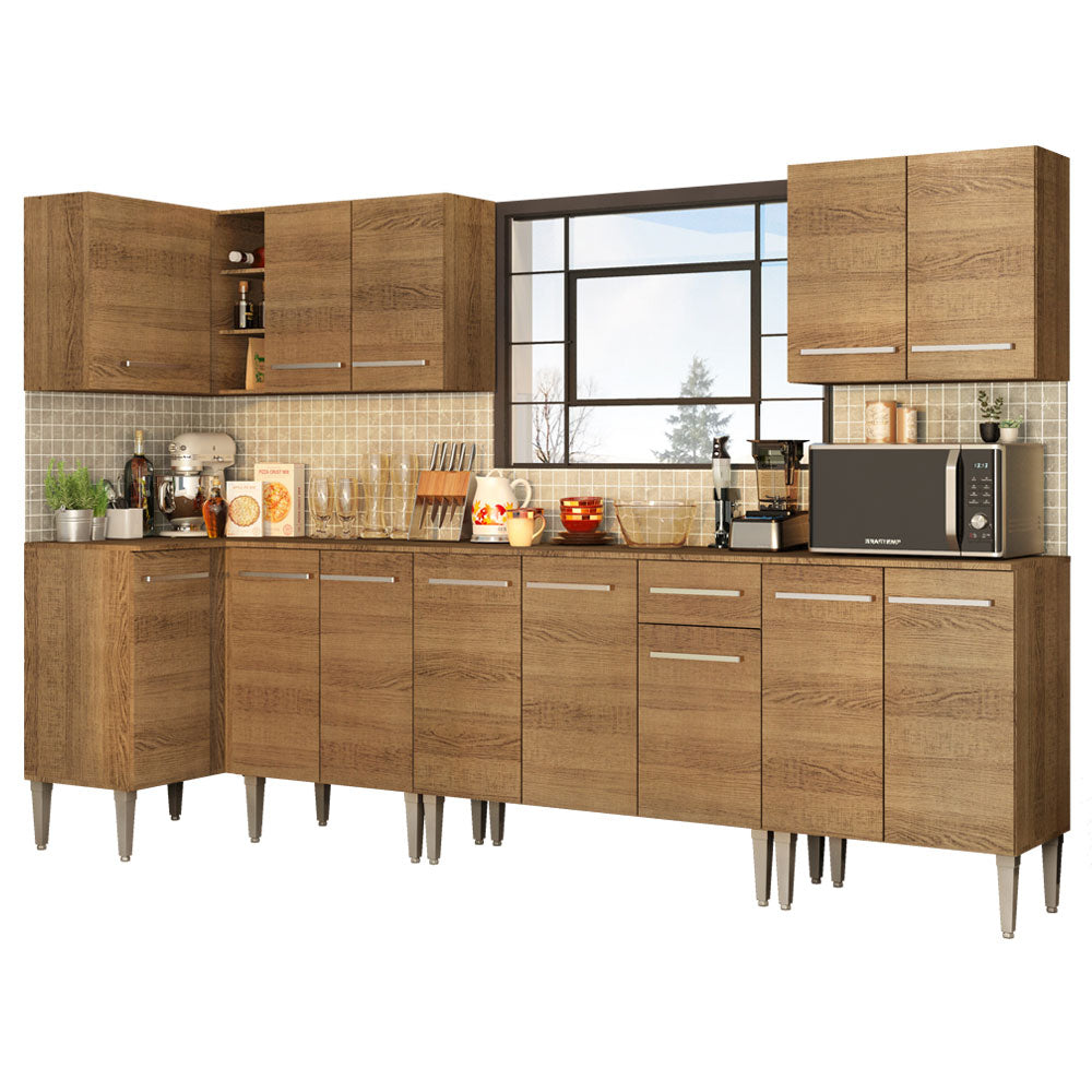Cocina Integral de Esquina Emilly Rock 3.60 m Marrón