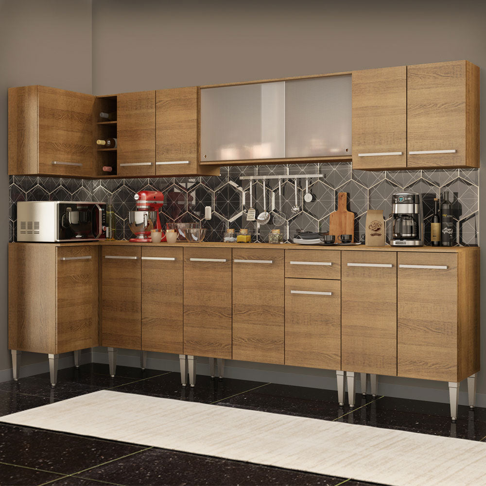 Cocina Integral de Esquina Emilly Jazz 3.60 m Marrón