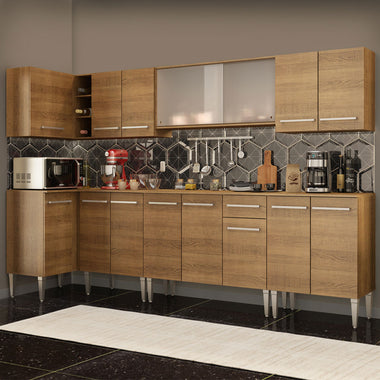Cocina Integral de Esquina Emilly Jazz 3.60 m Marrón