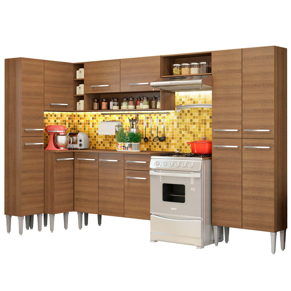 Cocina Integral de Esquina Emilly Love 3.85 Metros Marrón