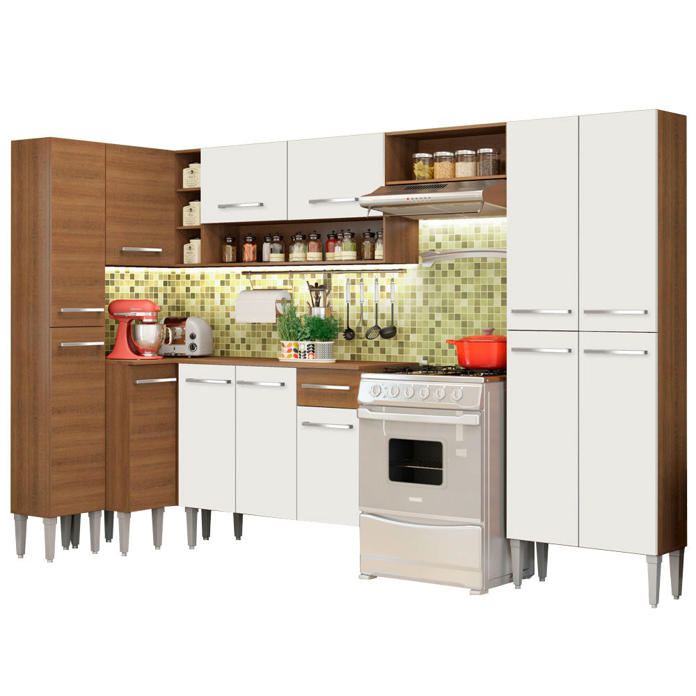 Cocina Integral de Esquina Emilly Love 3.85 m Marrón/Blanco