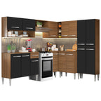 Cocina Integral de Esquina Emilly Ice 4.20 m Marrón/Negro