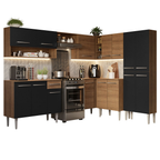 Cocina Integral de Esquina Emilly 4.20 m Marrón/Negro/Marrón 02