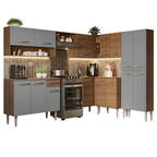Cocina Integral de Esquina Emilly 4.20 m Marrón/Gris/Marrón 02
