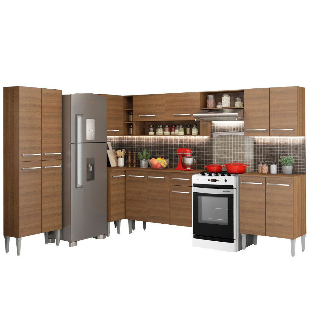 Cocina Integral de Esquina Emilly 481 cm Moon Marrón Madesa