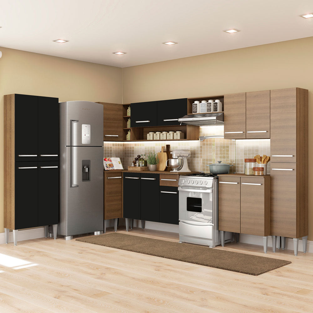 Cocina Integral de Esquina Emilly Live 5.15 m Marrón/Negro