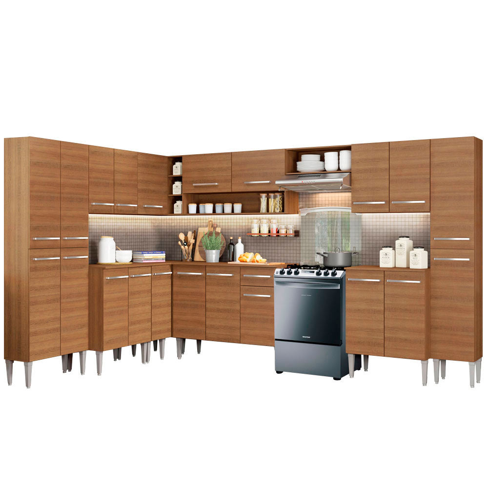 Cocina Integral de Esquina Emilly Big 5.15 m Marrón