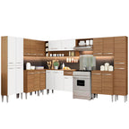 Cocina Integral de Esquina Emilly Big 5.15 Metros Marrón/Blanco