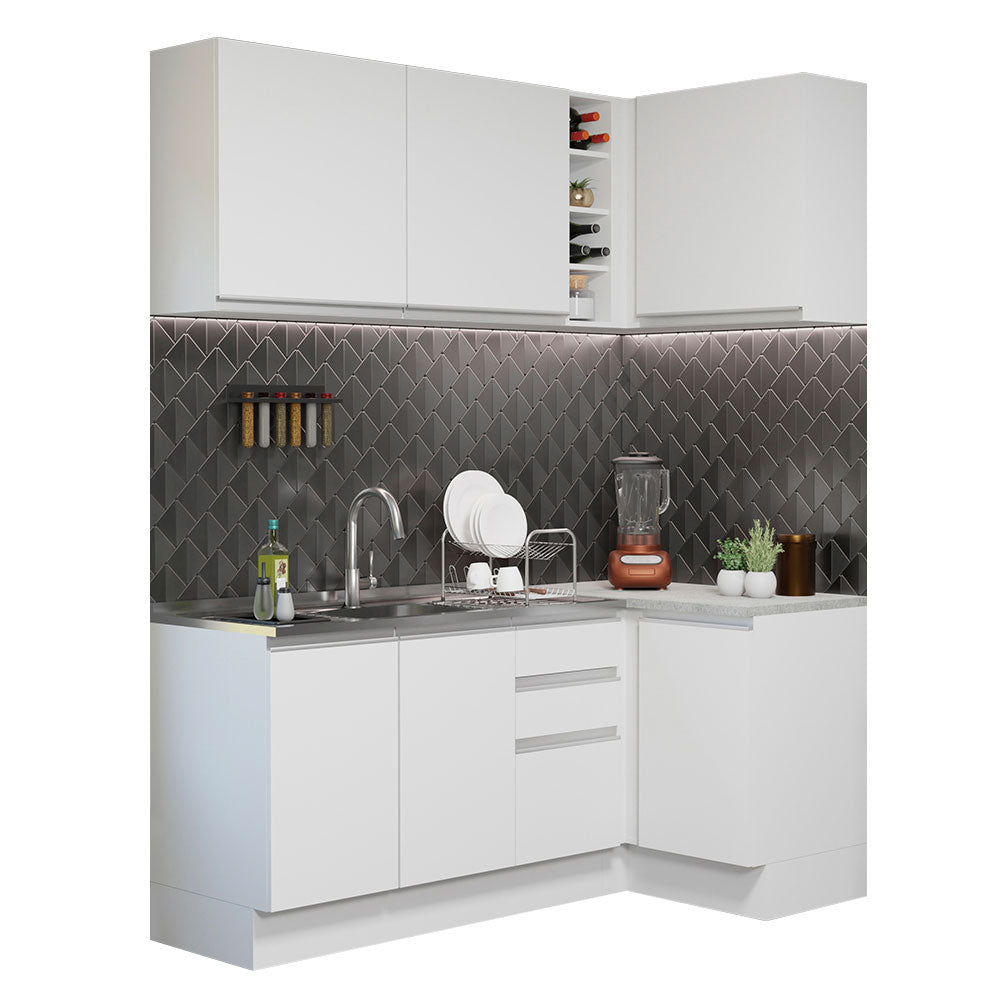 Cocina Integral de Esquina Glamy 2.70 m Blanco 01