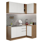 Cocina Integral de Esquina Glamy 2.70 m Marrón/Blanco 01