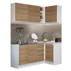 Cocina Integral de Esquina Glamy 2.70 m Blanco/Marrón 01