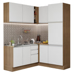 Cocina Integral de Esquina Glamy 3.30 m Marrón/Blanco 01