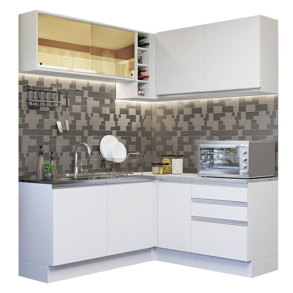 Cocina Integral de Esquina Glamy 3.30 m Blanco 02