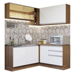 Cocina Integral de Esquina Glamy 3.30 m Marrón/Blanco 02