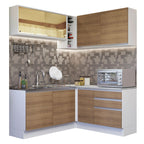 Cocina Integral de Esquina Glamy 3.30 m Blanco/Marrón 02