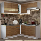 Cocina Integral de Esquina Glamy 3.50 m Blanco/Marrón 01