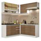 Cocina Integral de Esquina Glamy 3.50 m Blanco/Marrón 02