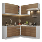 Cocina Integral de Esquina Glamy 3.50 m Blanco/Marrón 03
