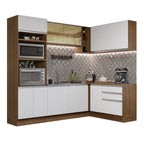 Cocina Integral de Esquina Glamy 4.00 m Marrón/Blanco 02