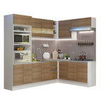 Cocina Integral de Esquina Glamy 4.20 m Blanco/Marrón 01